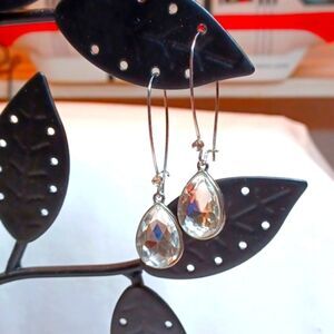 Big Tear Drop Glass‎ Shiny Earrings